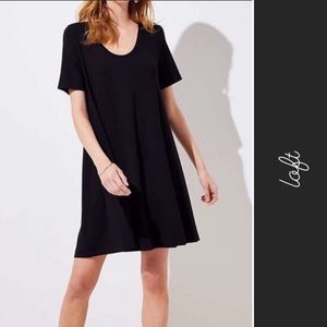 🏝️ Loft T-shirt Swing Dress Solid Black • M